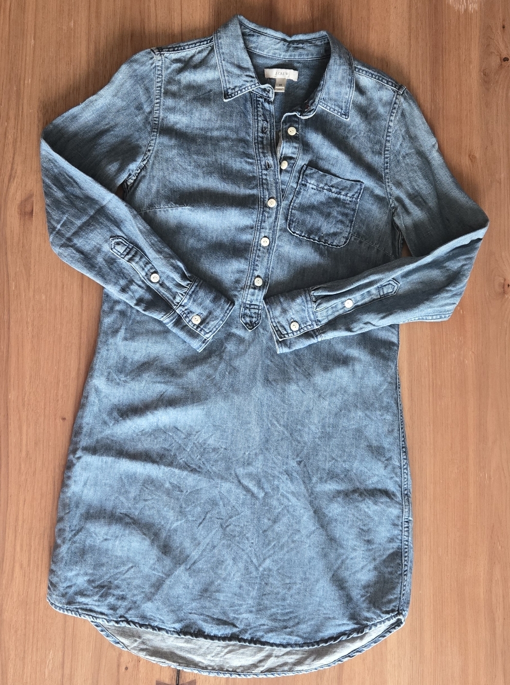 j.crew chambray shirt dress | size 00 | button front denim mini dress